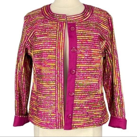 Chico's‎ Annabelle Pink Striped Blazer Sugarberry Dream Size 0 (4) - Picture 7 of 13